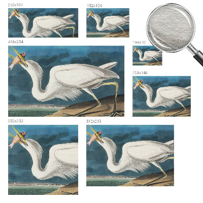 Wall mural for living room featuring a bird holding a fish motif
