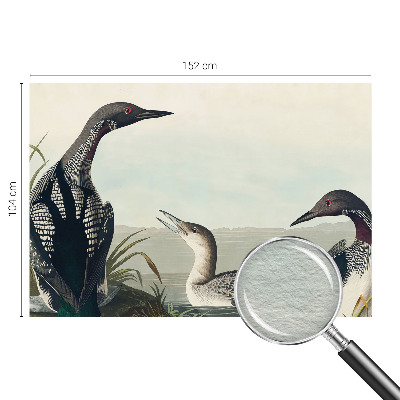 Wall mural for bedroom featuring birds flying over a water scene