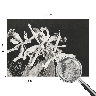 Wall mural with an orchid illustration for the living room