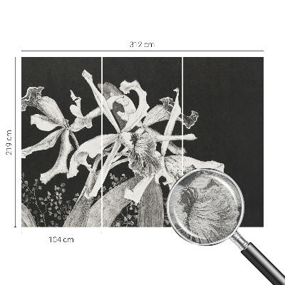 Wall mural with an orchid illustration for the living room
