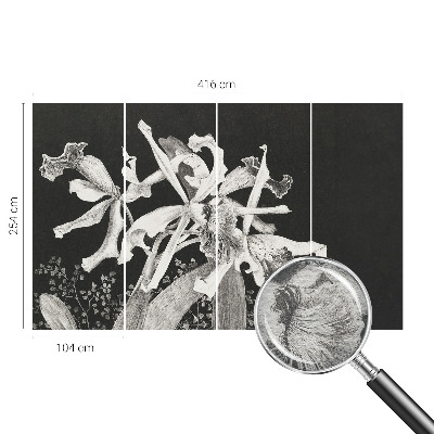 Wall mural with an orchid illustration for the living room