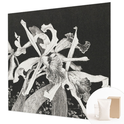 Wall mural with an orchid illustration for the living room