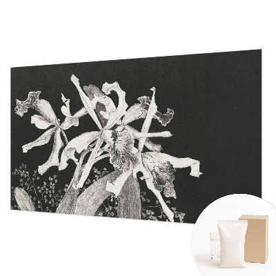 Wall mural with an orchid illustration for the living room