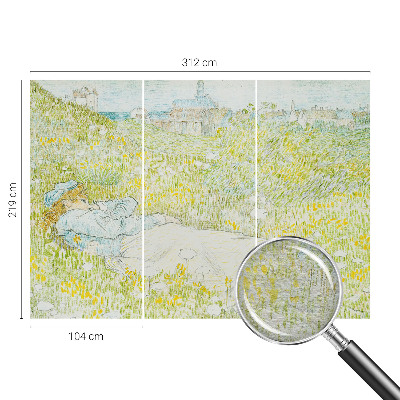 Wallpaper mural for living room with a spring relaxation scene