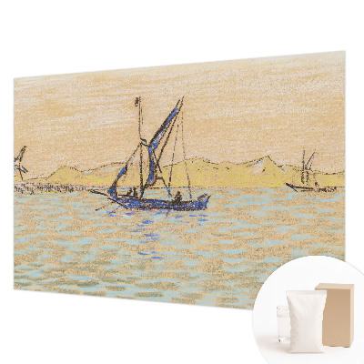 Bedroom wall mural wallpaper featuring a calm sea motif