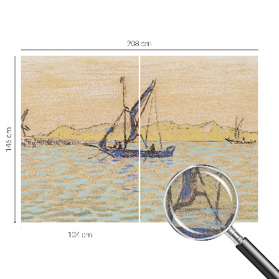Bedroom wall mural wallpaper featuring a calm sea motif