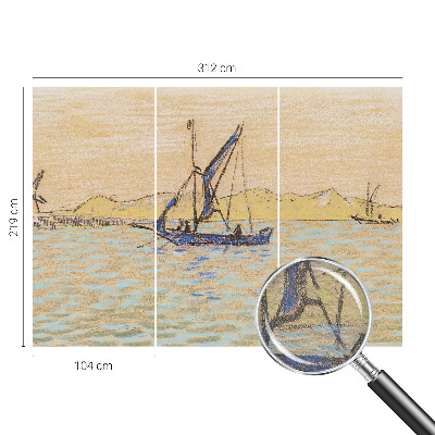 Bedroom wall mural wallpaper featuring a calm sea motif