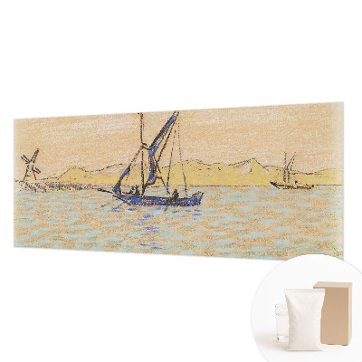 Bedroom wall mural wallpaper featuring a calm sea motif