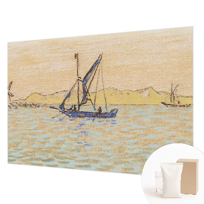 Bedroom wall mural wallpaper featuring a calm sea motif