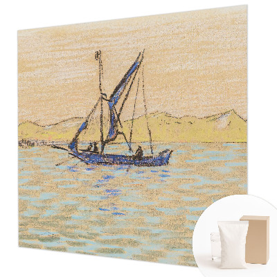 Bedroom wall mural wallpaper featuring a calm sea motif