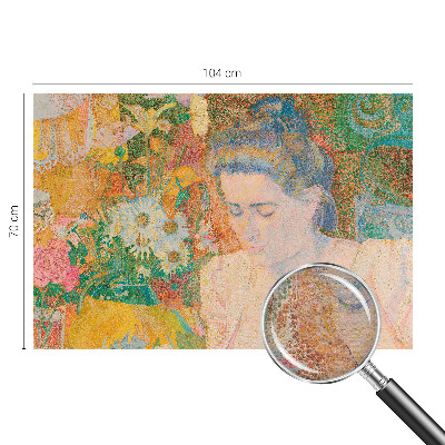 Bedroom wall mural wallpaper featuring a floral portrait design