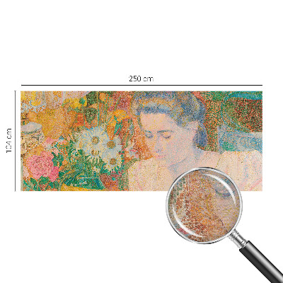 Bedroom wall mural wallpaper featuring a floral portrait design