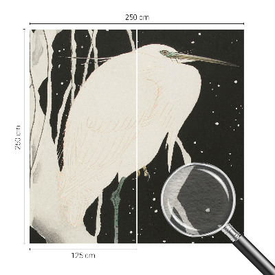 Wallpaper mural for living room with a winter bird design