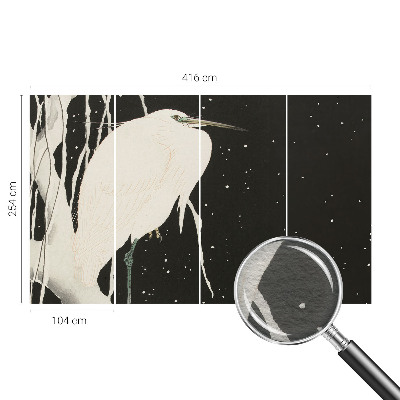 Wallpaper mural for living room with a winter bird design