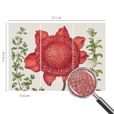 Large wall mural featuring a floral design