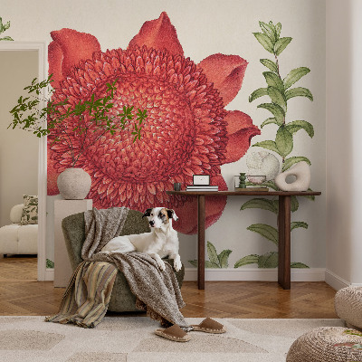 Large wall mural featuring a floral design