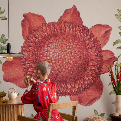 Large wall mural featuring a floral design
