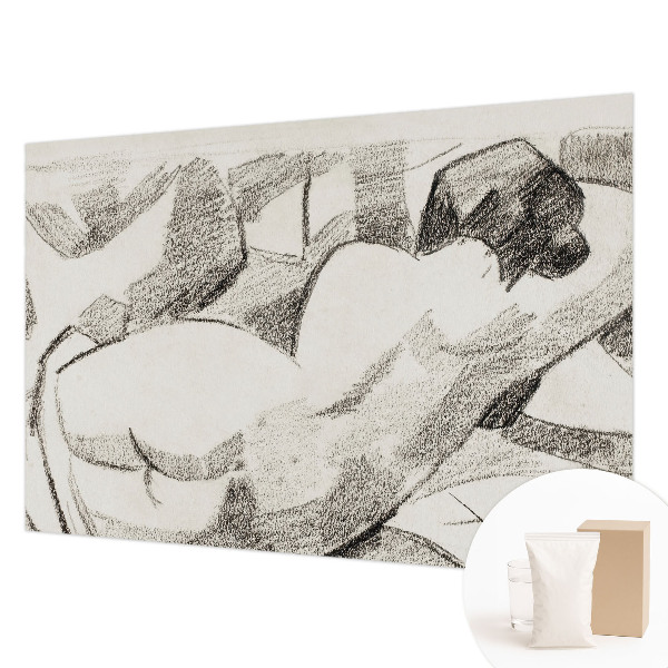 Large wall mural depicting a reclining figure