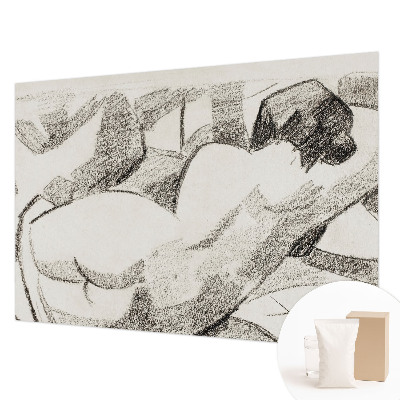 Large wall mural depicting a reclining figure