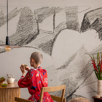 Large wall mural depicting a reclining figure