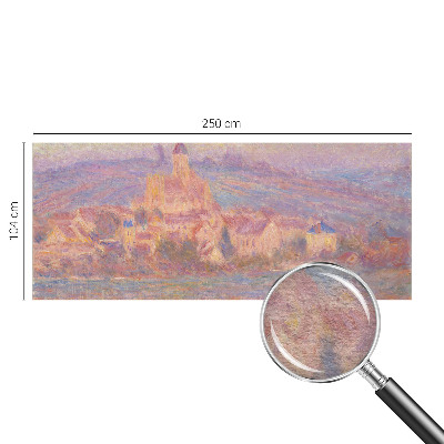 Large wallpaper mural featuring a charming town scene