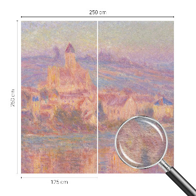 Large wallpaper mural featuring a charming town scene