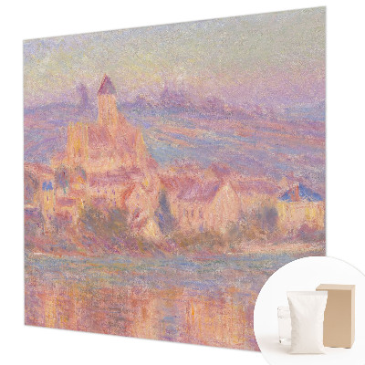 Large wallpaper mural featuring a charming town scene