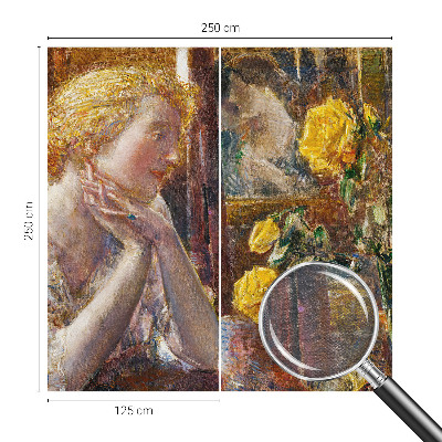 Large wall mural wallpaper featuring a woman surrounded by roses