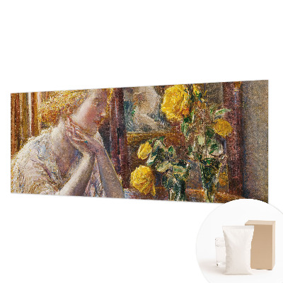 Large wall mural wallpaper featuring a woman surrounded by roses