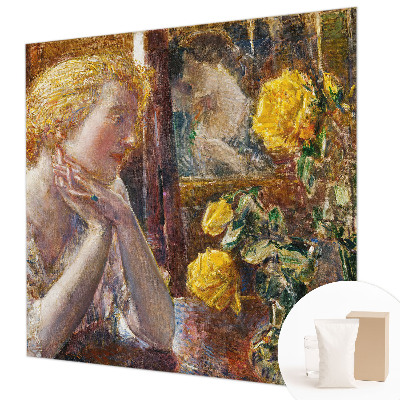 Large wall mural wallpaper featuring a woman surrounded by roses