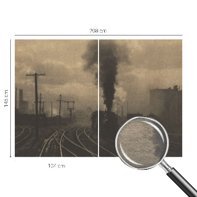Modern wall mural for bedroom with an industrial landscape motif
