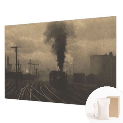 Modern wall mural for bedroom with an industrial landscape motif