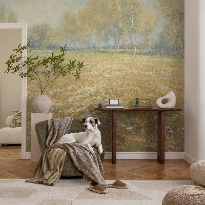 Modern wall mural with a blooming field design