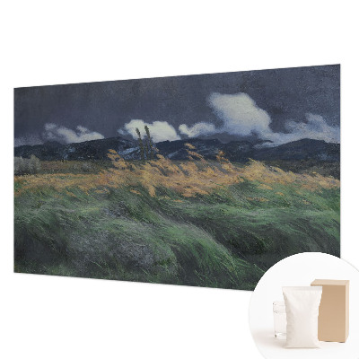 Premium wall mural for bedroom with a blown grass design