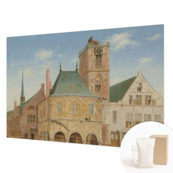 Premium photo wallpaper with a print of a historic town hall