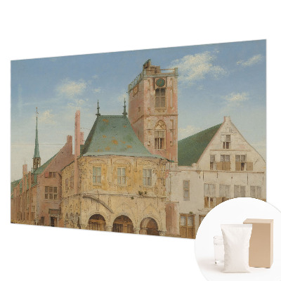 Premium photo wallpaper with a print of a historic town hall