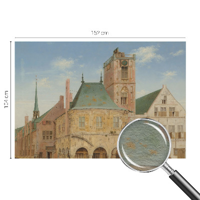 Premium photo wallpaper with a print of a historic town hall