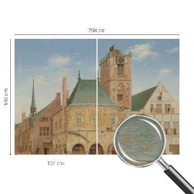 Premium photo wallpaper with a print of a historic town hall