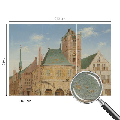 Premium photo wallpaper with a print of a historic town hall