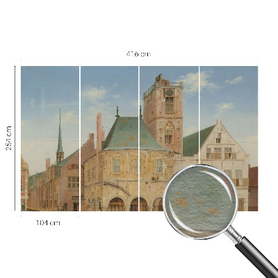 Premium photo wallpaper with a print of a historic town hall
