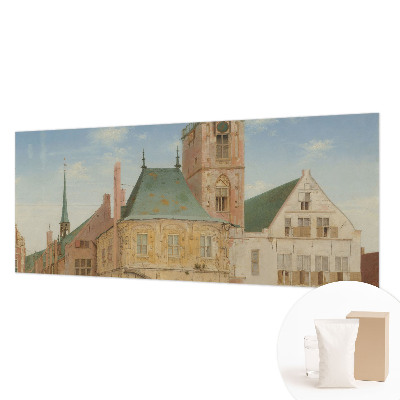 Premium photo wallpaper with a print of a historic town hall