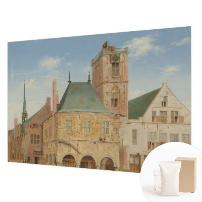 Premium photo wallpaper with a print of a historic town hall