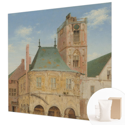 Premium photo wallpaper with a print of a historic town hall