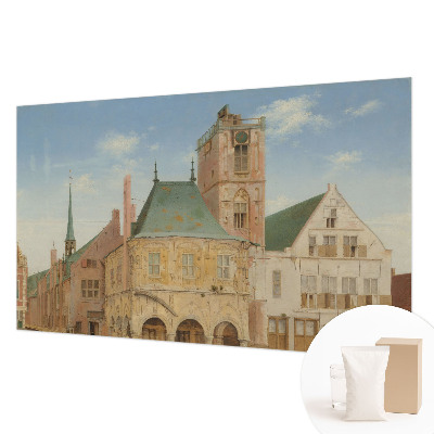 Premium photo wallpaper with a print of a historic town hall