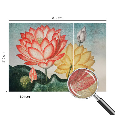 Non-woven photo wallpaper with a lotus flowers design