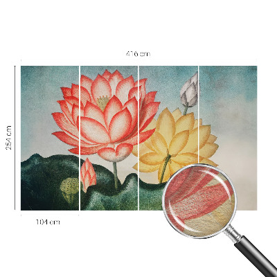 Non-woven photo wallpaper with a lotus flowers design