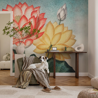 Non-woven photo wallpaper with a lotus flowers design