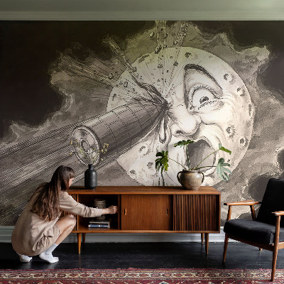 Wall mural featuring a cosmic collision design