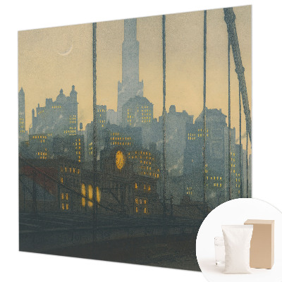 Large wallpaper mural featuring an evening panorama