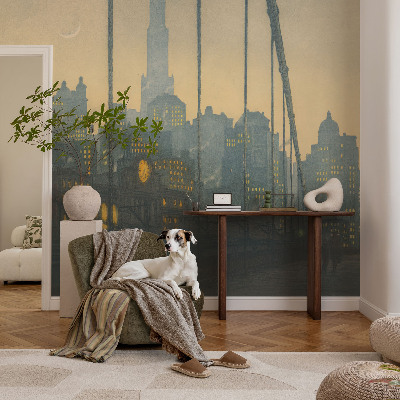 Large wallpaper mural featuring an evening panorama